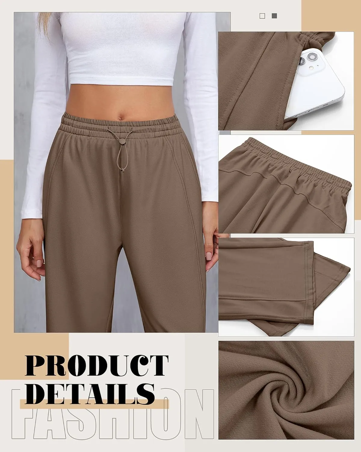 Riyiper Women’s Sweatpants, Straight Leg Yoga Pants Comfy Casual Workout Joggers Drawstring High Waisted Pants with Pockets
