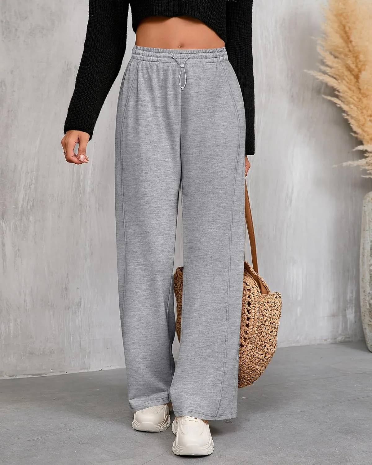 Riyiper Women’s Sweatpants, Straight Leg Yoga Pants Comfy Casual Workout Joggers Drawstring High Waisted Pants with Pockets