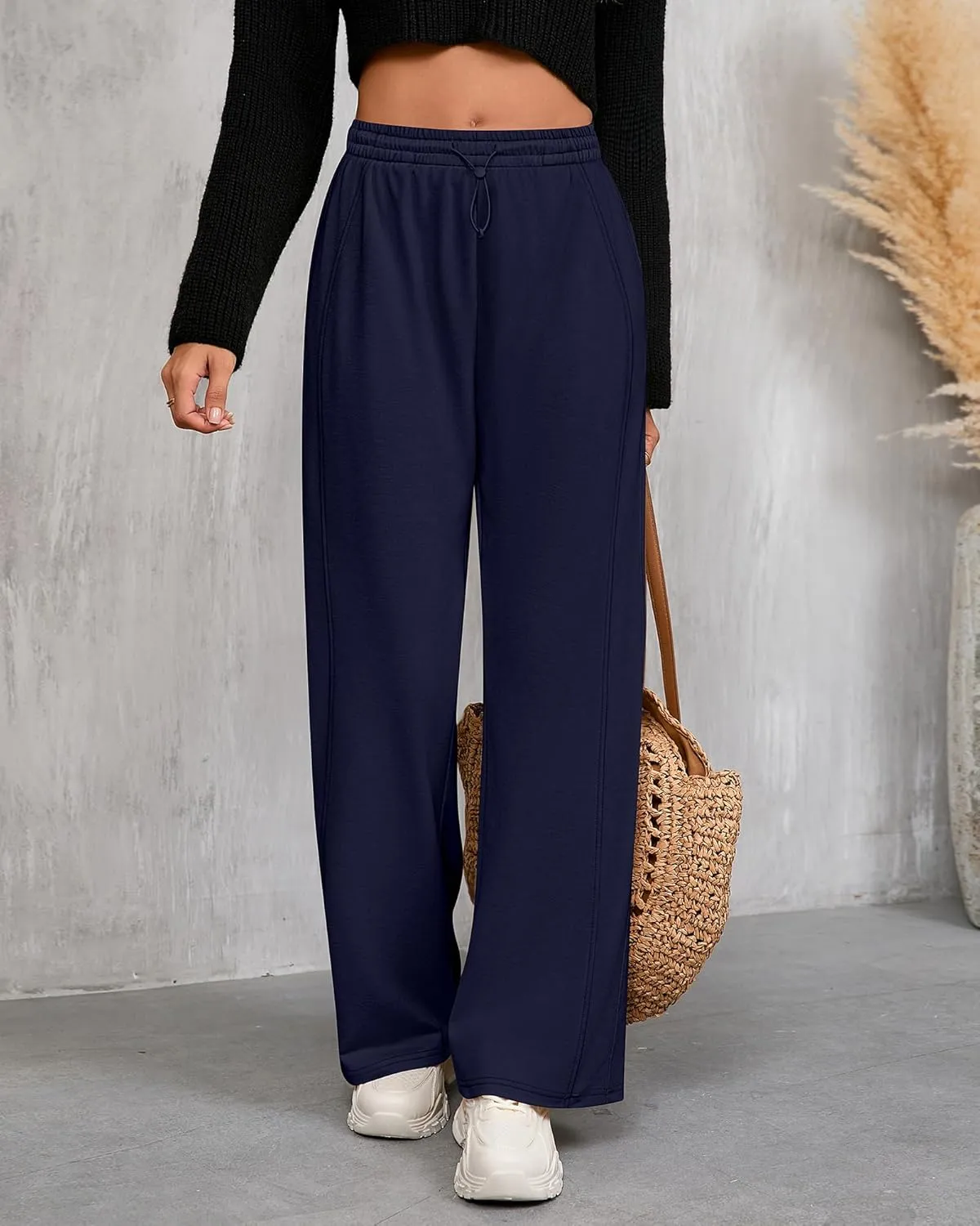Riyiper Women’s Sweatpants, Straight Leg Yoga Pants Comfy Casual Workout Joggers Drawstring High Waisted Pants with Pockets