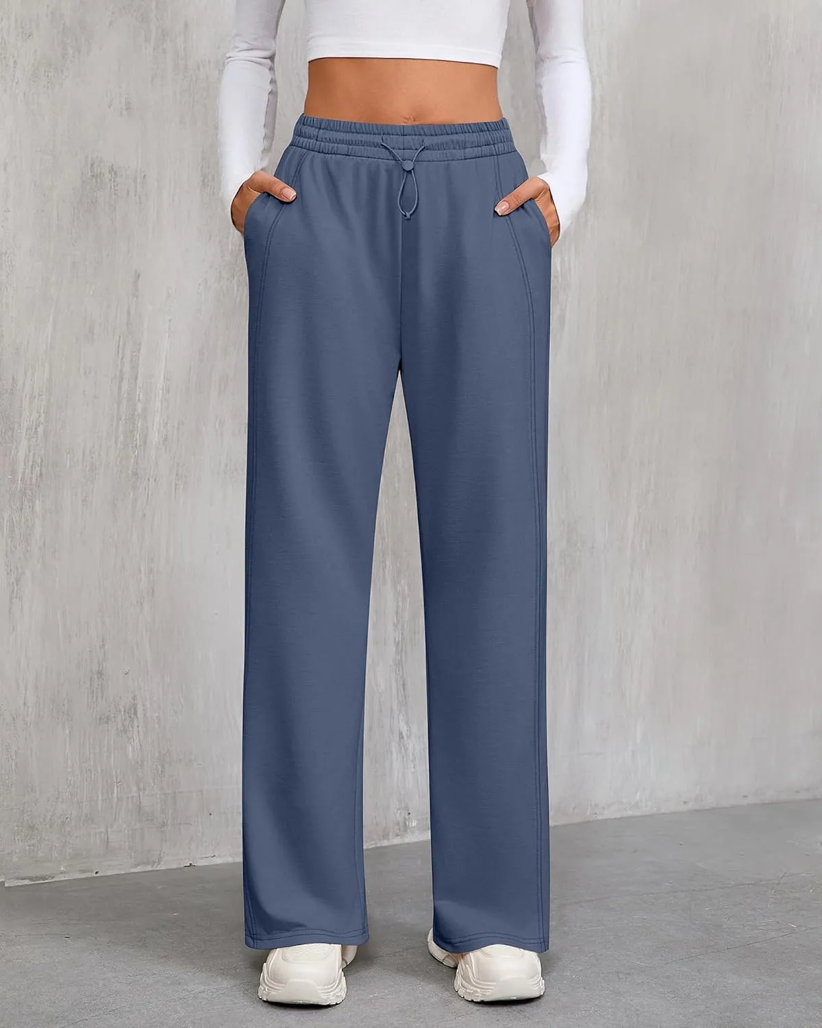 Riyiper Women’s Sweatpants, Straight Leg Yoga Pants Comfy Casual Workout Joggers Drawstring High Waisted Pants with Pockets