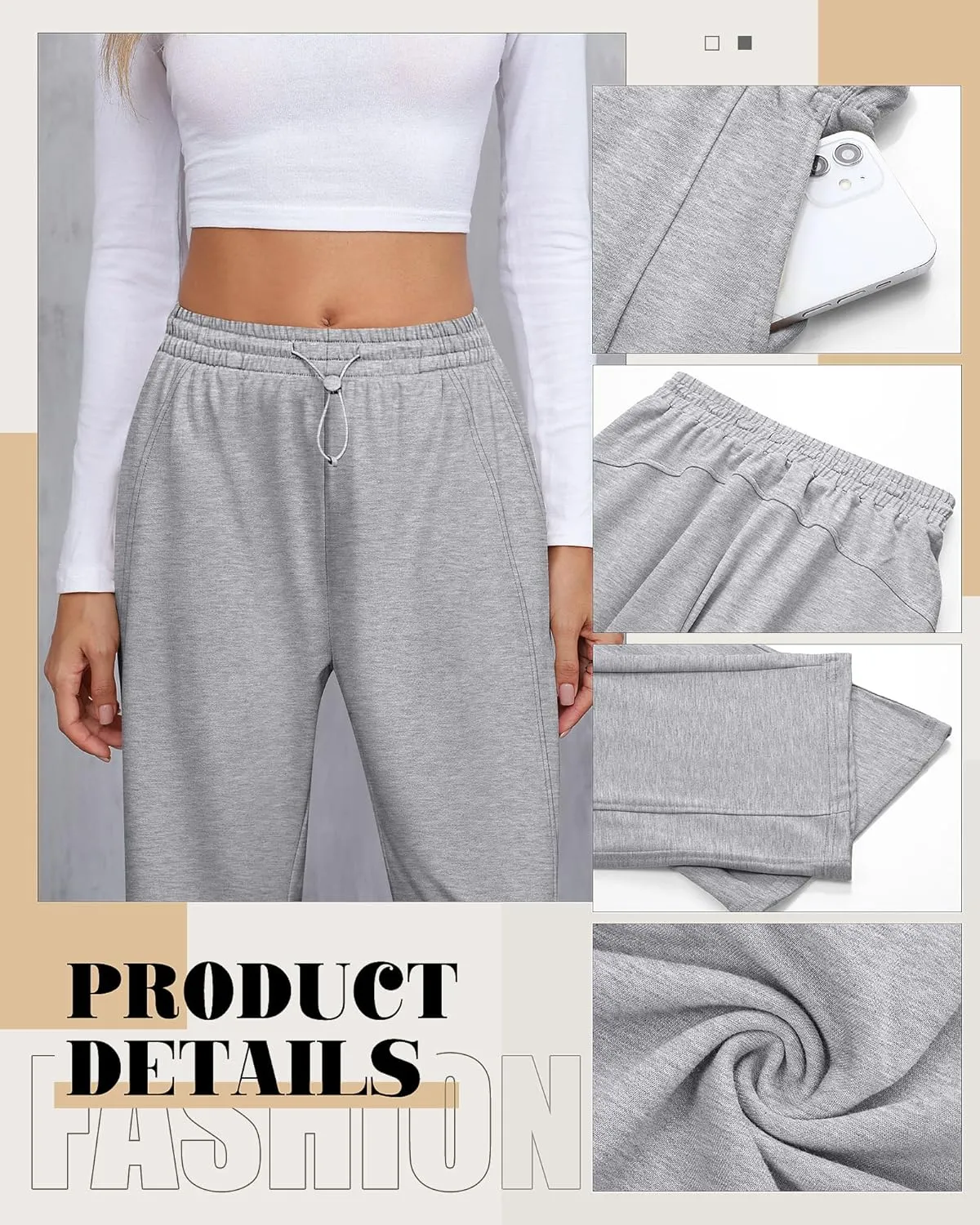 Riyiper Women’s Sweatpants, Straight Leg Yoga Pants Comfy Casual Workout Joggers Drawstring High Waisted Pants with Pockets