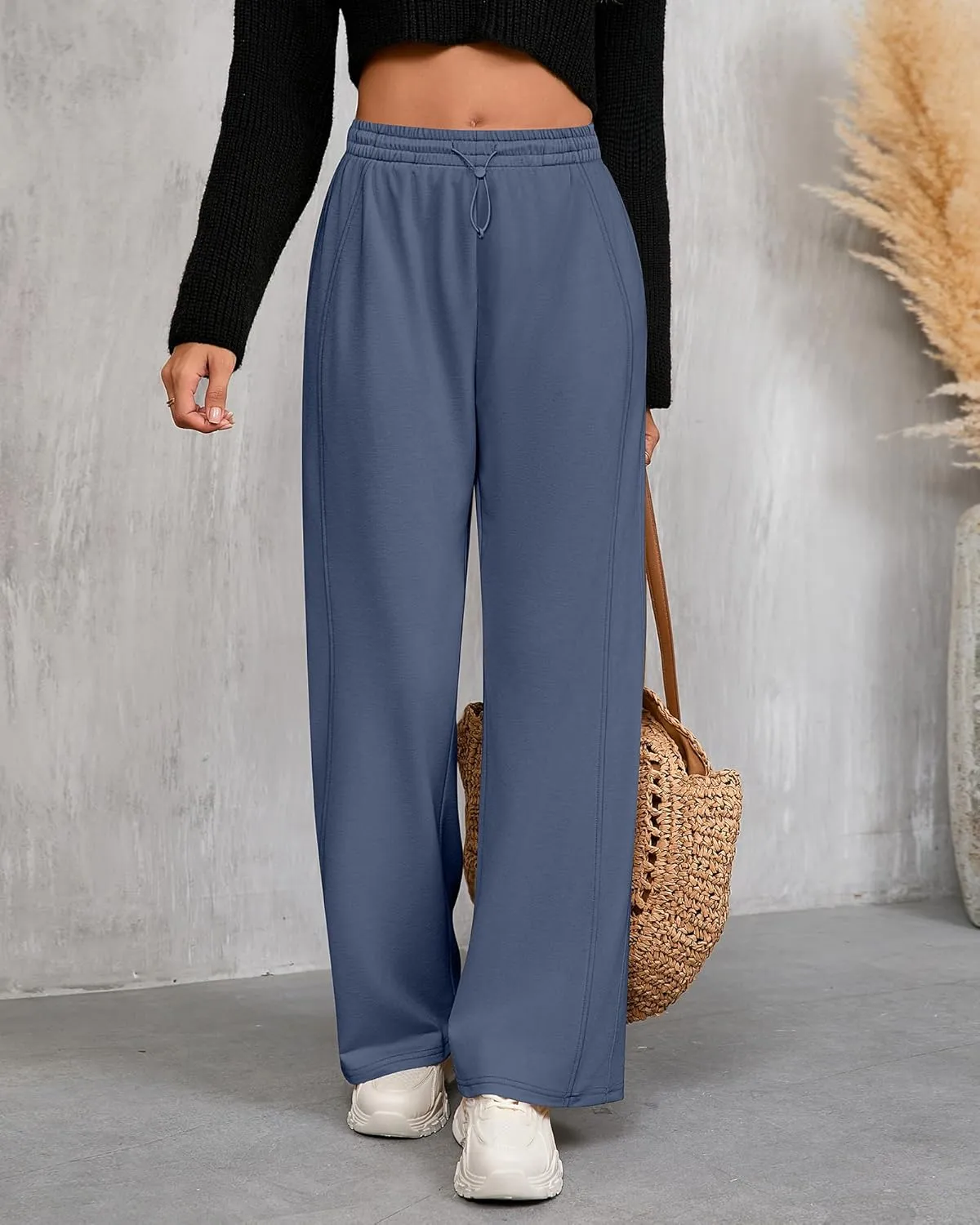 Riyiper Women’s Sweatpants, Straight Leg Yoga Pants Comfy Casual Workout Joggers Drawstring High Waisted Pants with Pockets