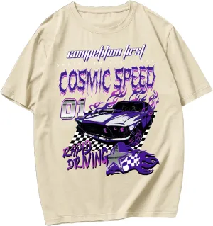 SHENHE Men's Casual Letter Print Short Sleeve Round Neck Regular Fit T Shirt Tops