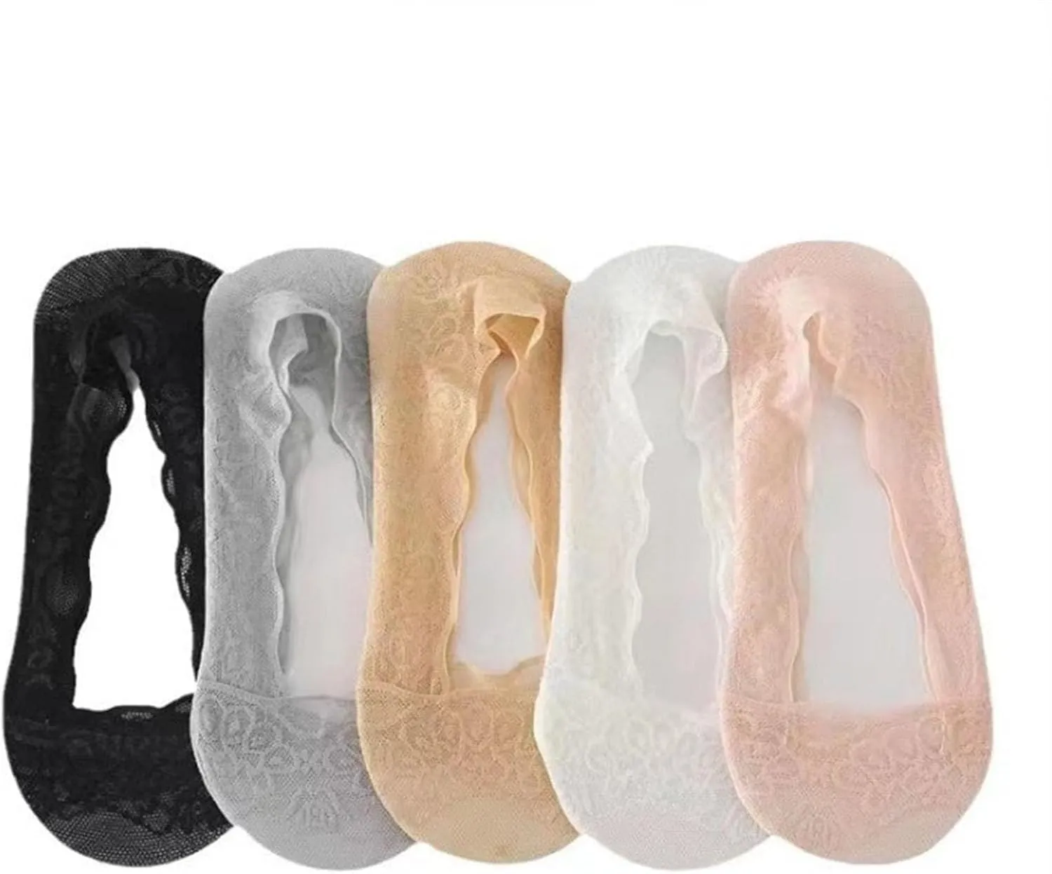 Socks, Lace No Show Liner Socks, Mesh Lace No Show Liner for Women, Non-Slip Casual Boat