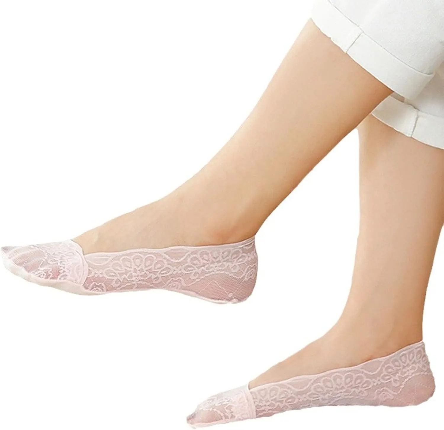 Socks, Lace No Show Liner Socks, Mesh Lace No Show Liner for Women, Non-Slip Casual Boat