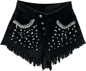 Spring Summer Gradient Wash Denim Shorts Women High Waist Retro Vintage Harajuku Style