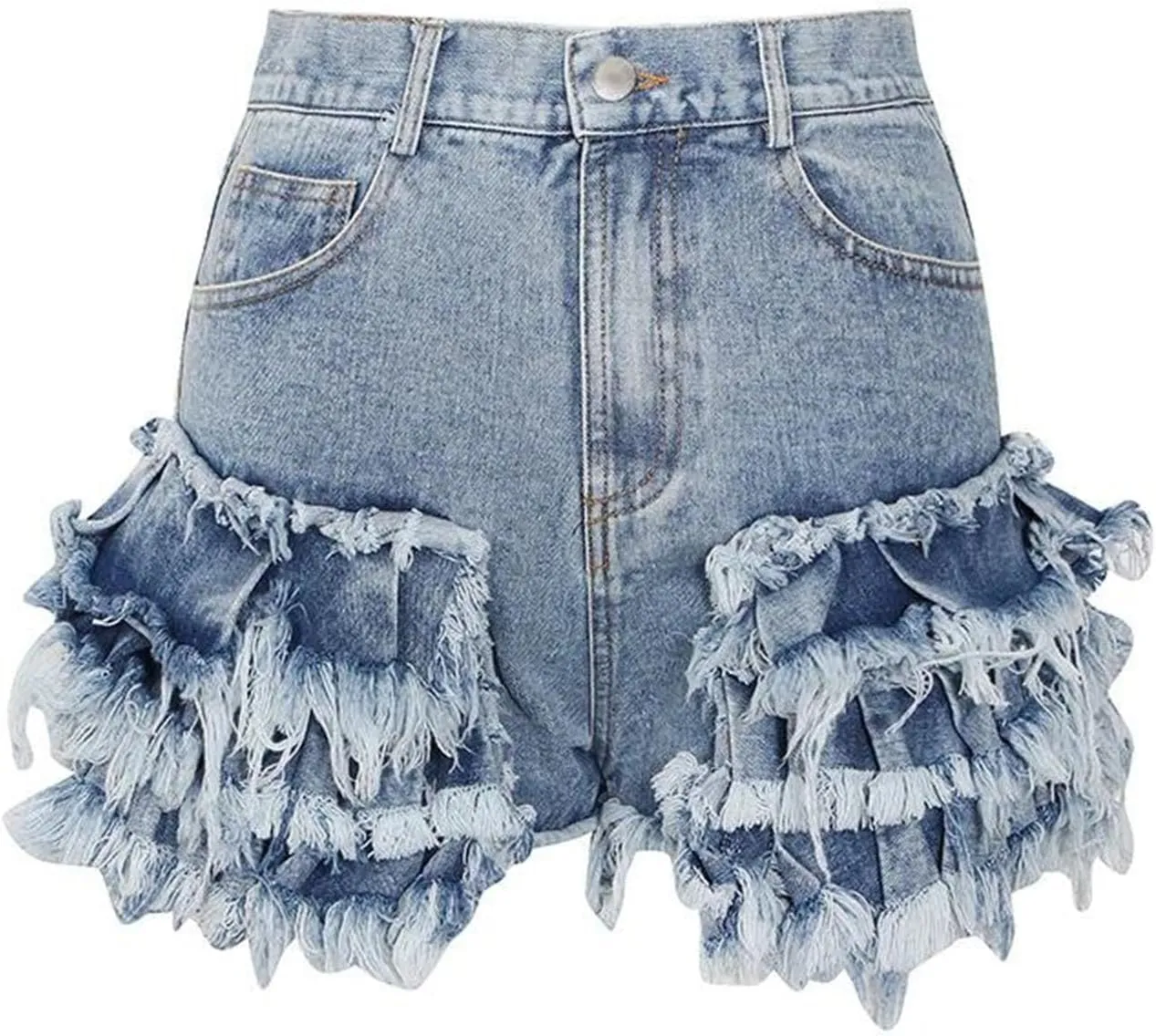 Spring Summer Pearl Embellished Denim Shorts Women High Waist Retro Chic Office Casual