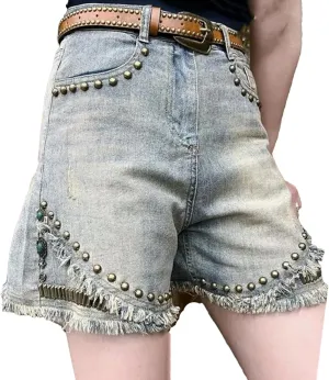 Spring Summer Plus Size Denim Shorts Women Stretch High Waist Vintage Loose
