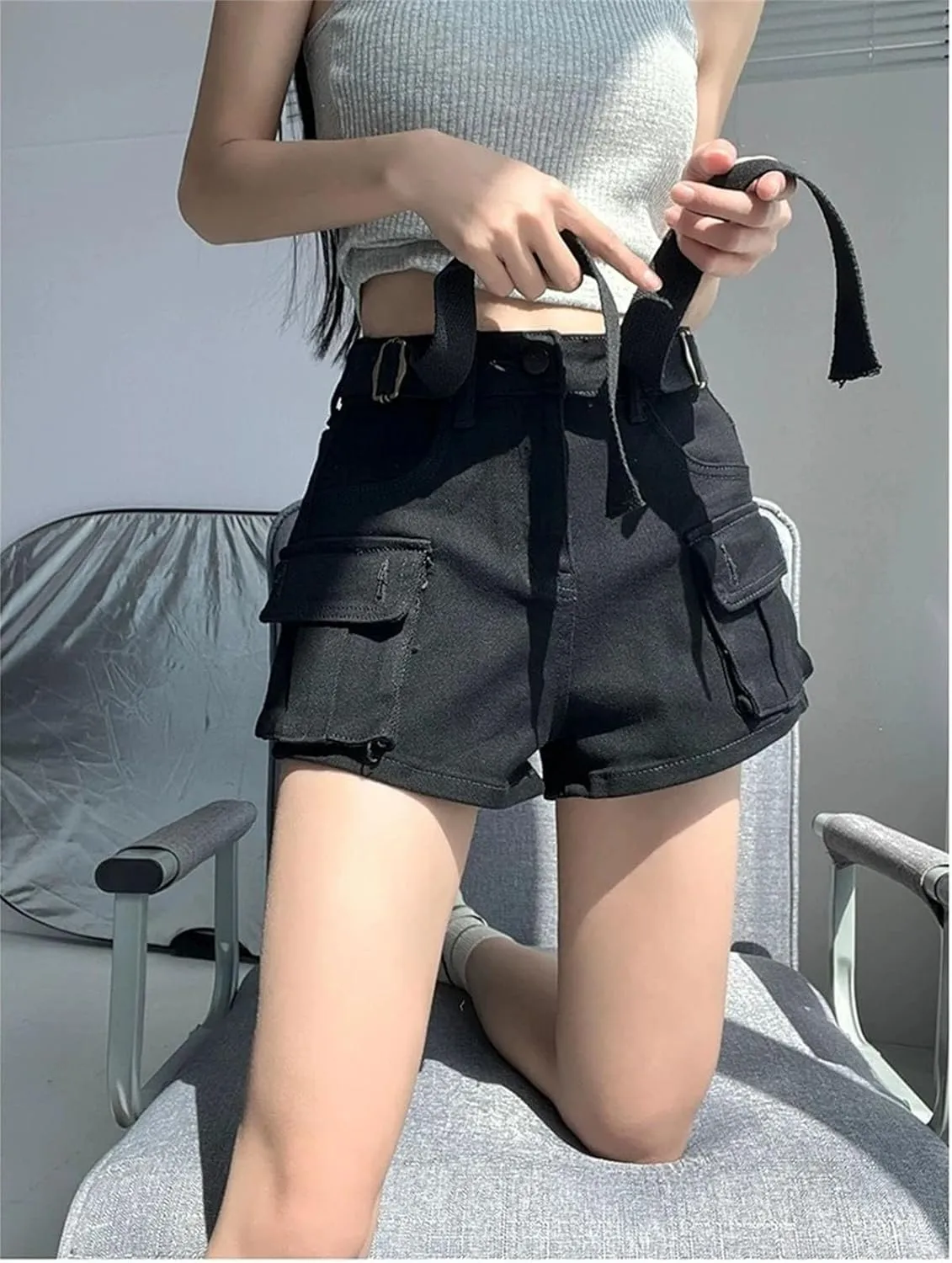 Spring Summer Vintage Floral Denim Shorts Women High Waist Casual Loose Fit Streetwear