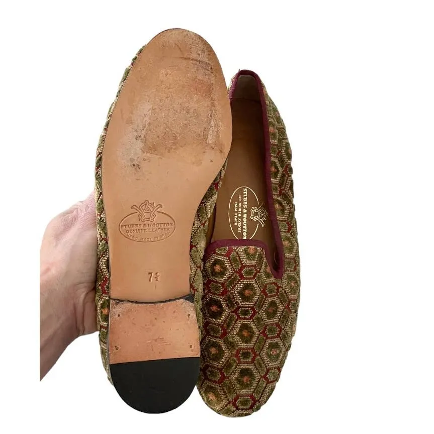 Stubbs & Wooton Geometric Chenille Loafers Shoes Flats 7.5