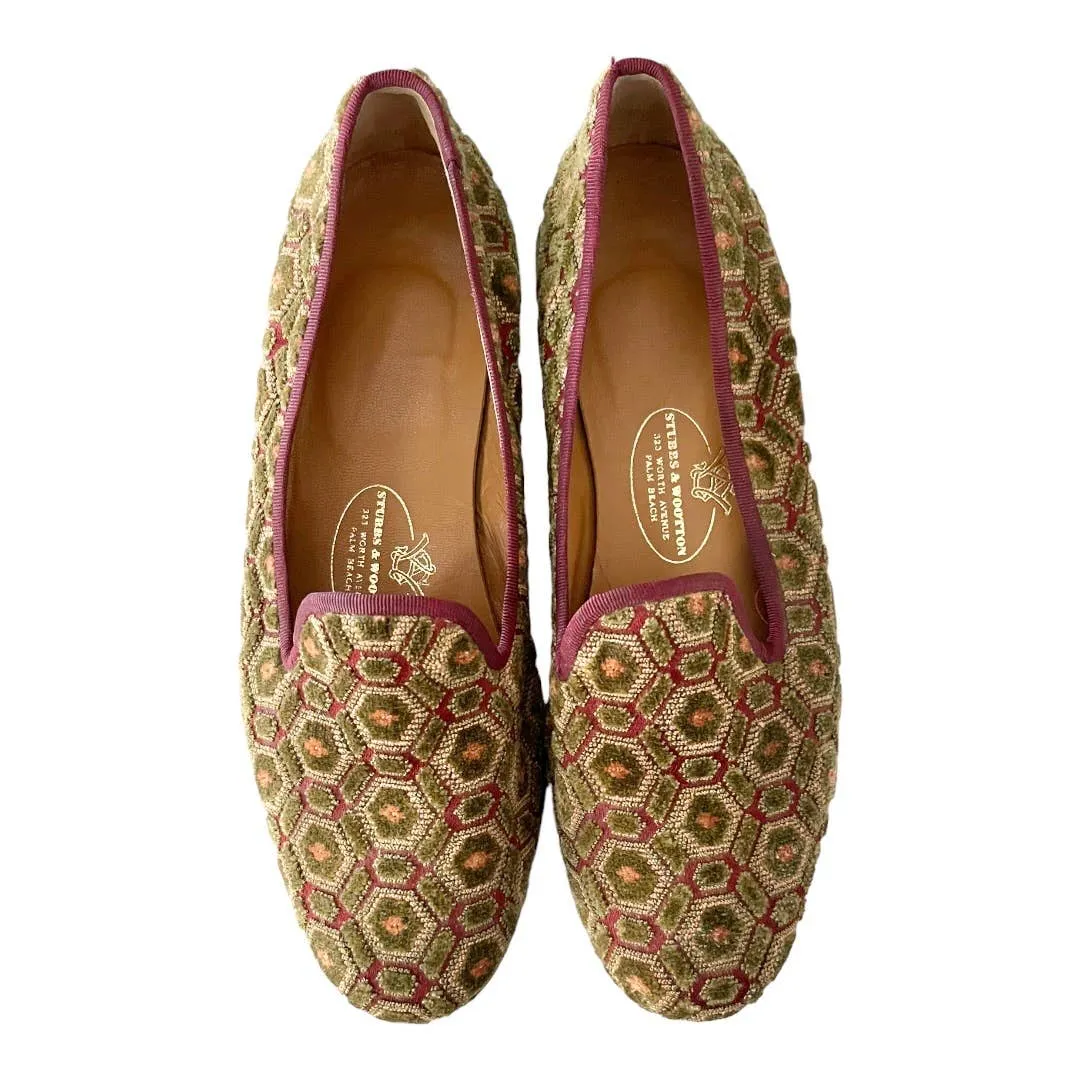 Stubbs & Wooton Geometric Chenille Loafers Shoes Flats 7.5