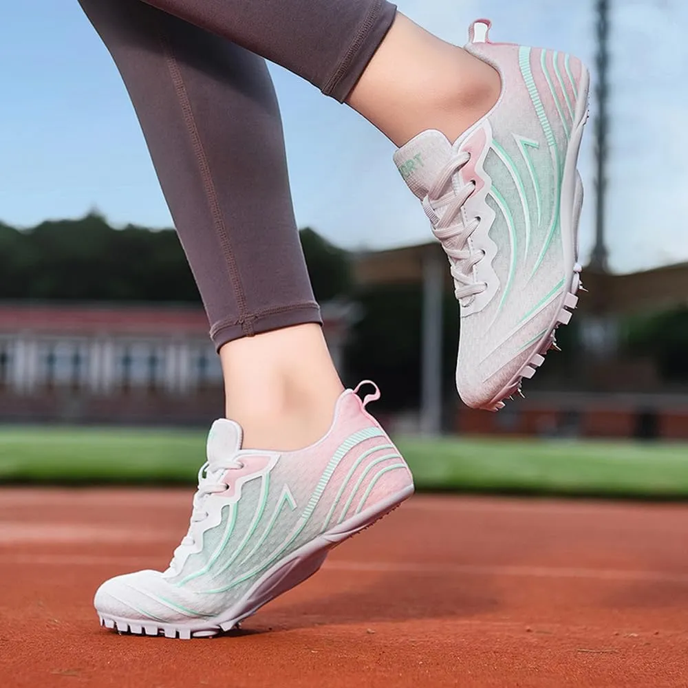 Succttssful Mens Breathable Track and Field Shoes for Jumping - Womens Lightweight Professional Track Race Shoes for Running