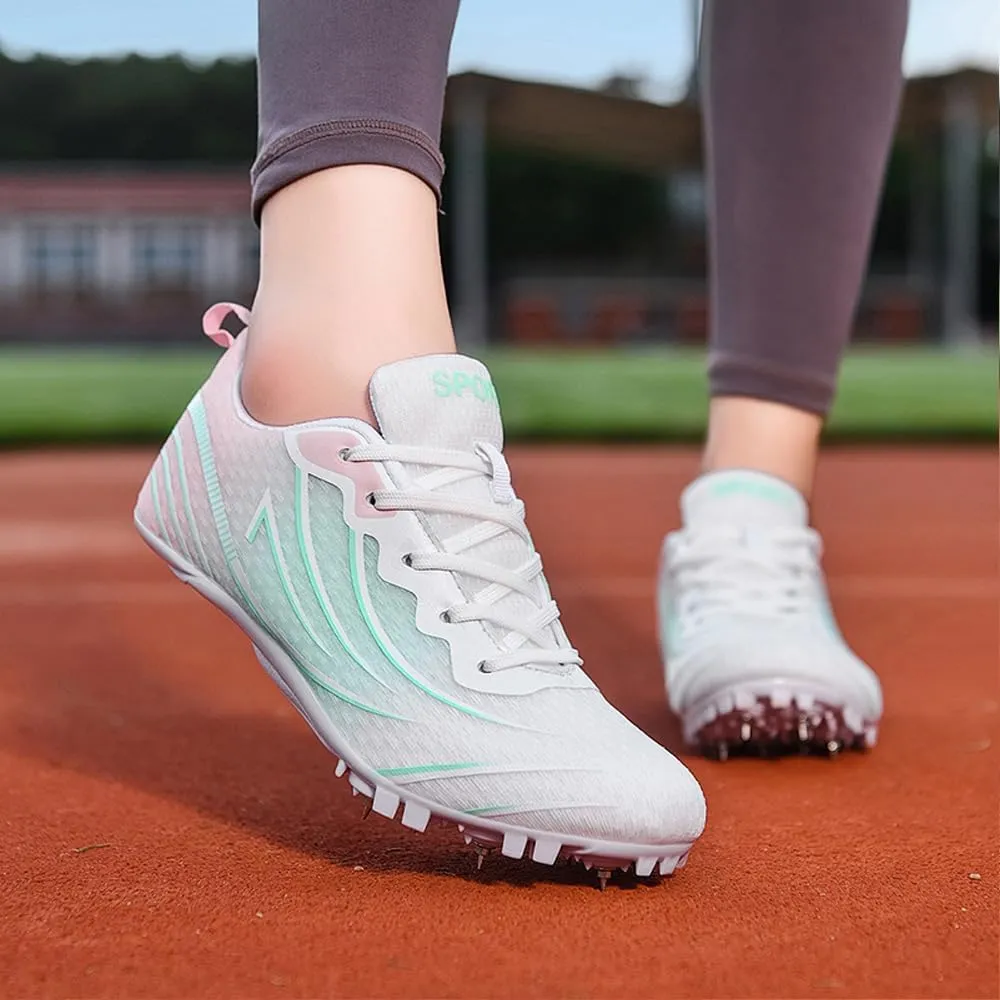Succttssful Mens Breathable Track and Field Shoes for Jumping - Womens Lightweight Professional Track Race Shoes for Running