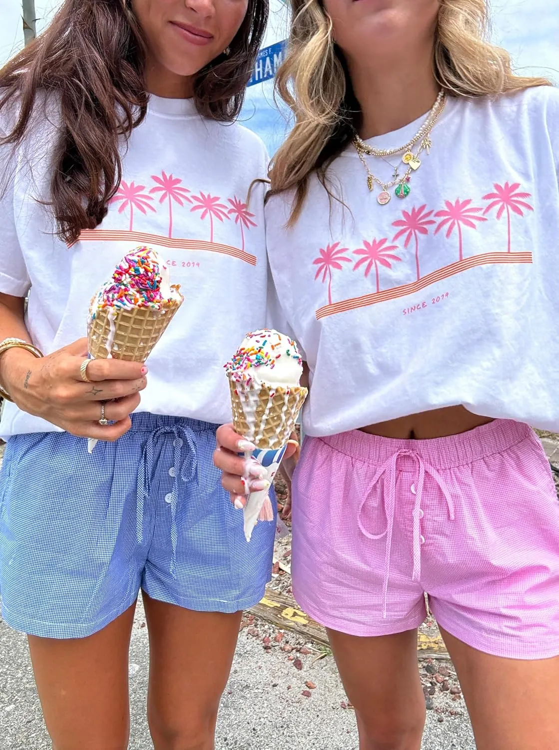 Summer Oversized Flower Graphic Tees Y2k Coastal Beach Palm Surfboard Tops Baggy T-Shirts Teen Girls Preppy Clothes