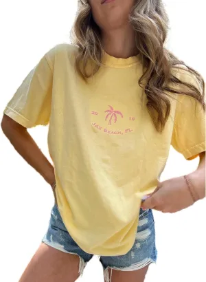 Summer Oversized Flower Graphic Tees Y2k Coastal Beach Palm Surfboard Tops Baggy T-Shirts Teen Girls Preppy Clothes