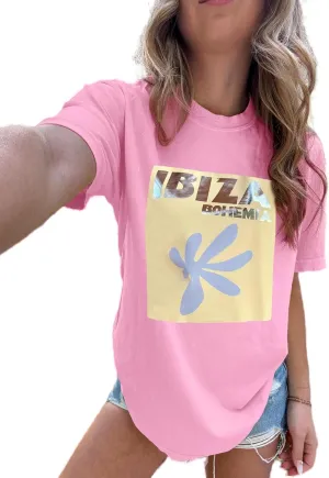 Summer Oversized Flower Graphic Tees Y2k Coastal Beach Palm Surfboard Tops Baggy T-Shirts Teen Girls Preppy Clothes
