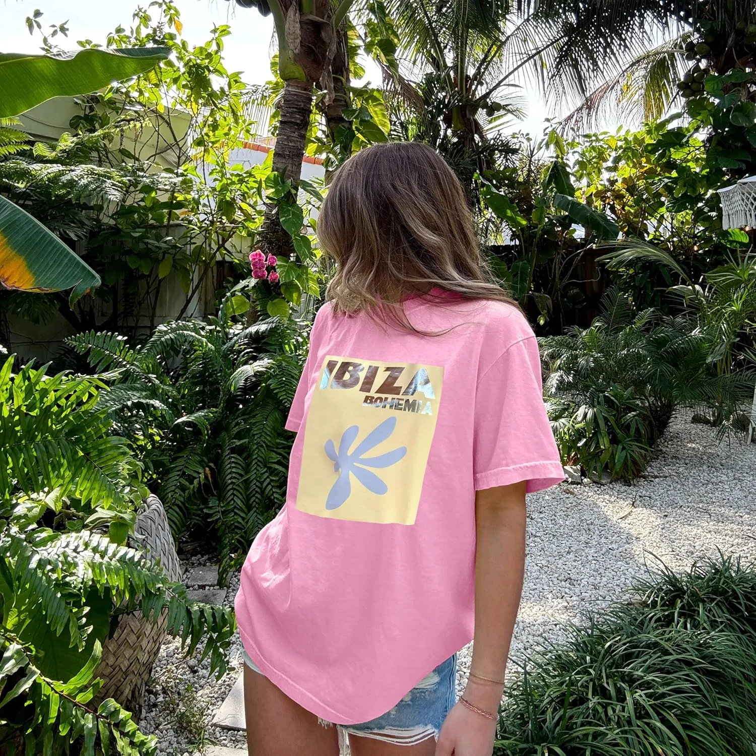 Summer Oversized Flower Graphic Tees Y2k Coastal Beach Palm Surfboard Tops Baggy T-Shirts Teen Girls Preppy Clothes