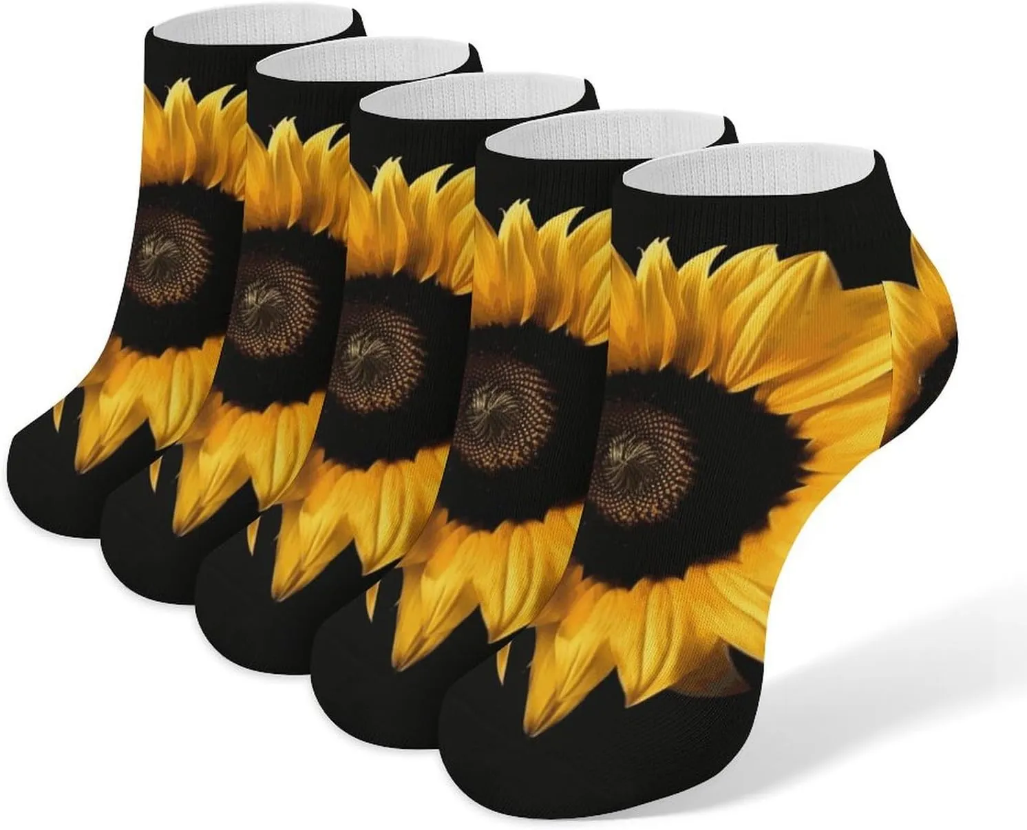 Sunflower on Black Background Low Cut Ankle Socks Athletic Socks For Women Performance Cushioned Comfort Sock For Men And Children