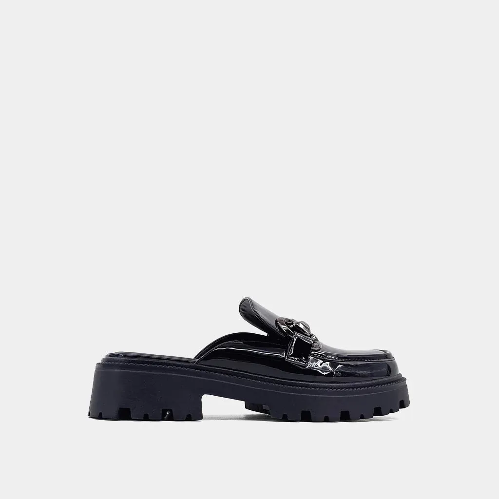Tiffany Mule Loafers in Black Patent