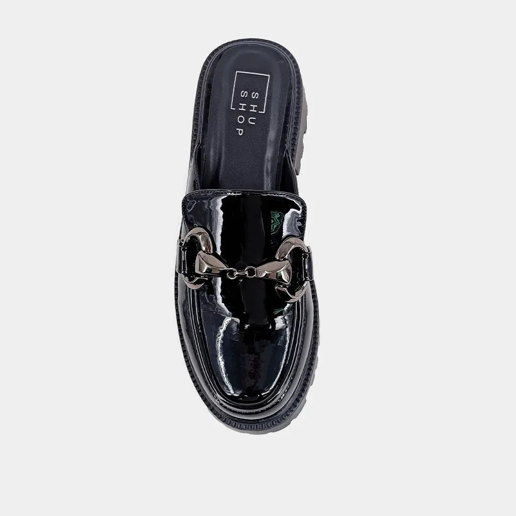 Tiffany Mule Loafers in Black Patent