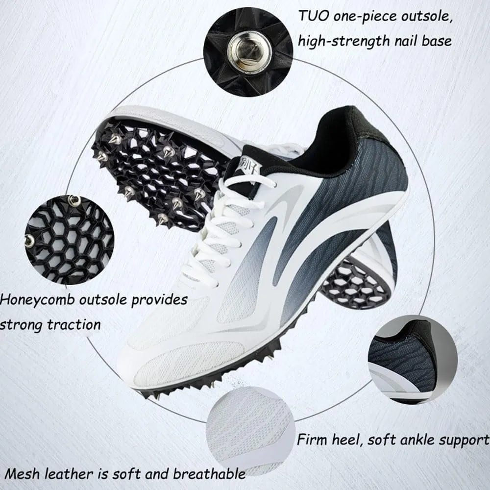 Track and Field Spike Shoes Running Sprint Shoes Track and Field Shoes 8 Nails Breathable Lightweight Professional Athletic training Shoes Mesh leather Buffer Unisex(Boys, Girls,Womens, Mens),35-45 EU