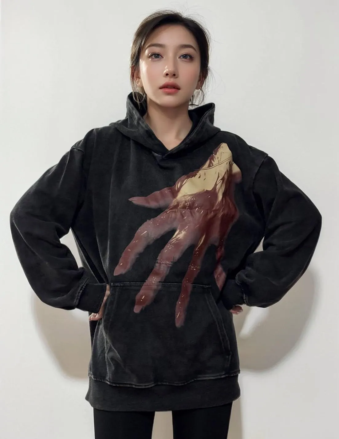 Unisex 3D Blood Hand/Spider Horror Hoodie Dark Streetwear Gothic Punk High Street Fashion Halloween Must-Have