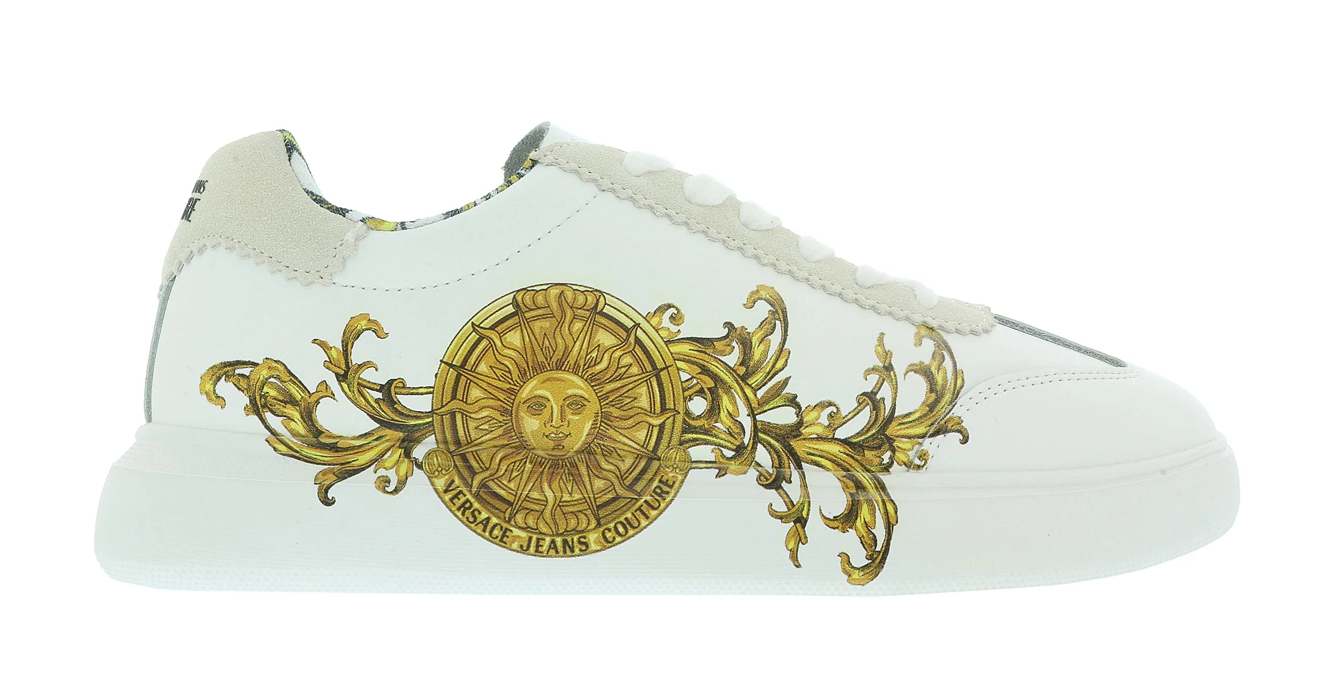 Versace Jeans Couture White Gold Athletic Medusa Fashion Court Sneakers -