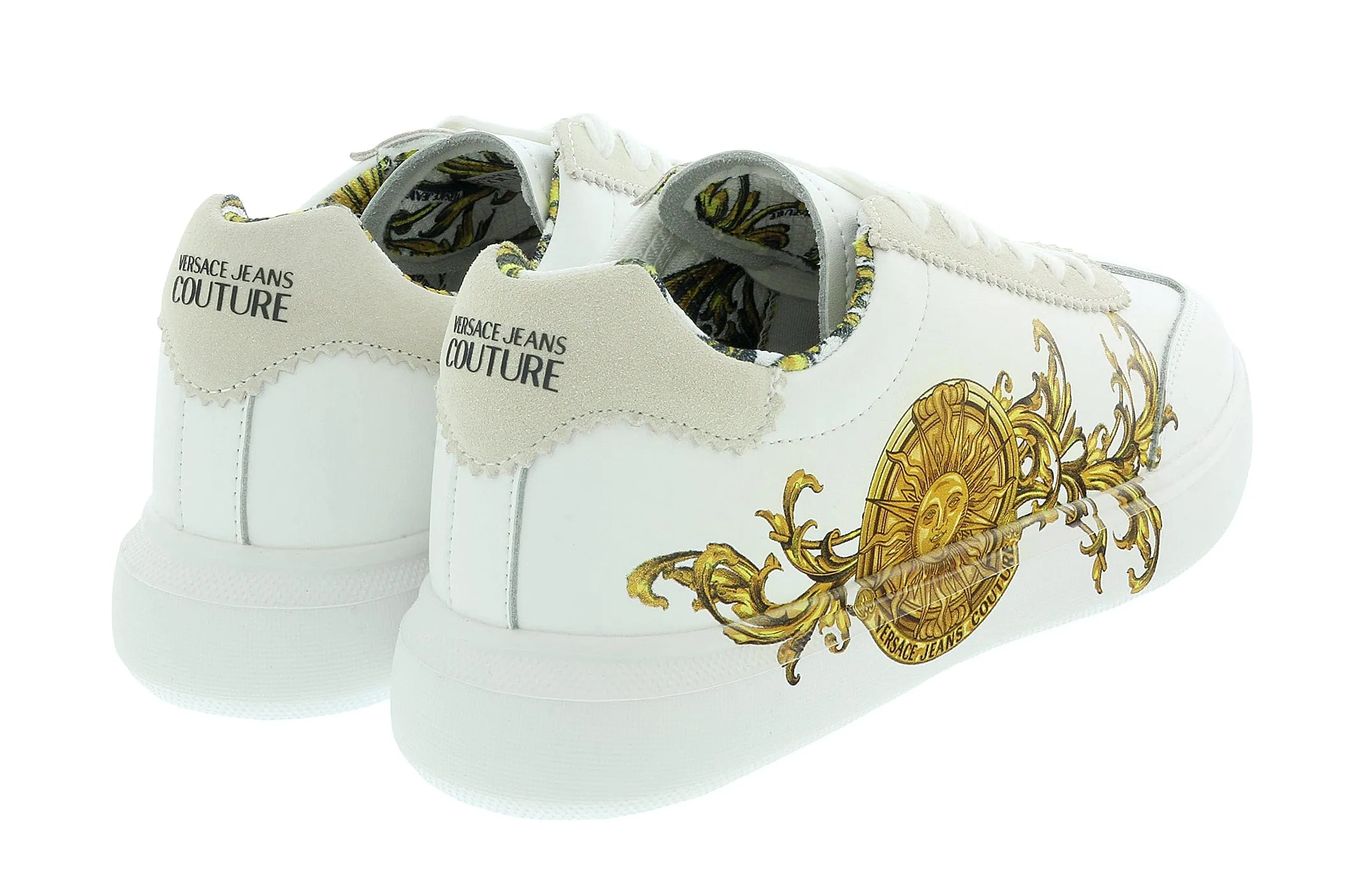 Versace Jeans Couture White Gold Athletic Medusa Fashion Court Sneakers -