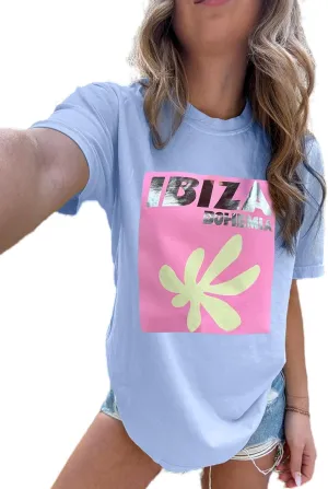 Vintage Oversized Flower Graphic Tees Cute Surfboard Palm Baggy T-Shirts Summer Preppy Beach Tops Teen Girls Clothes