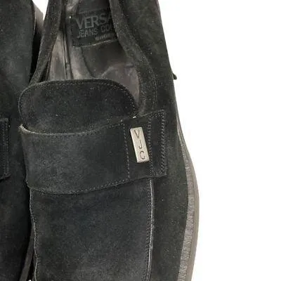 Vintage Versace Company Jeans Suede Loafers Shoes Size 11 Black