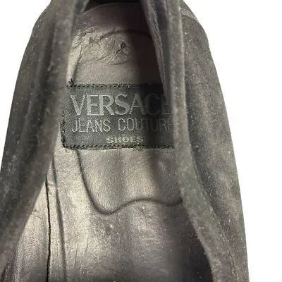 Vintage Versace Company Jeans Suede Loafers Shoes Size 11 Black