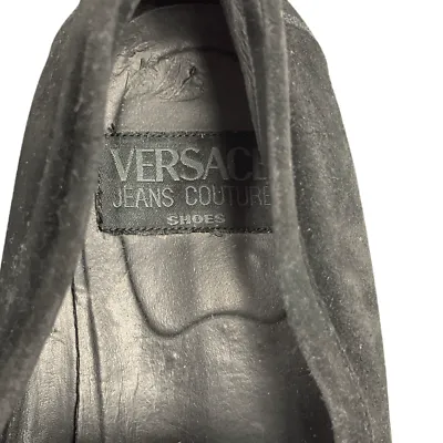 Vintage Versace Company Jeans Suede Loafers Shoes Size 11 Black