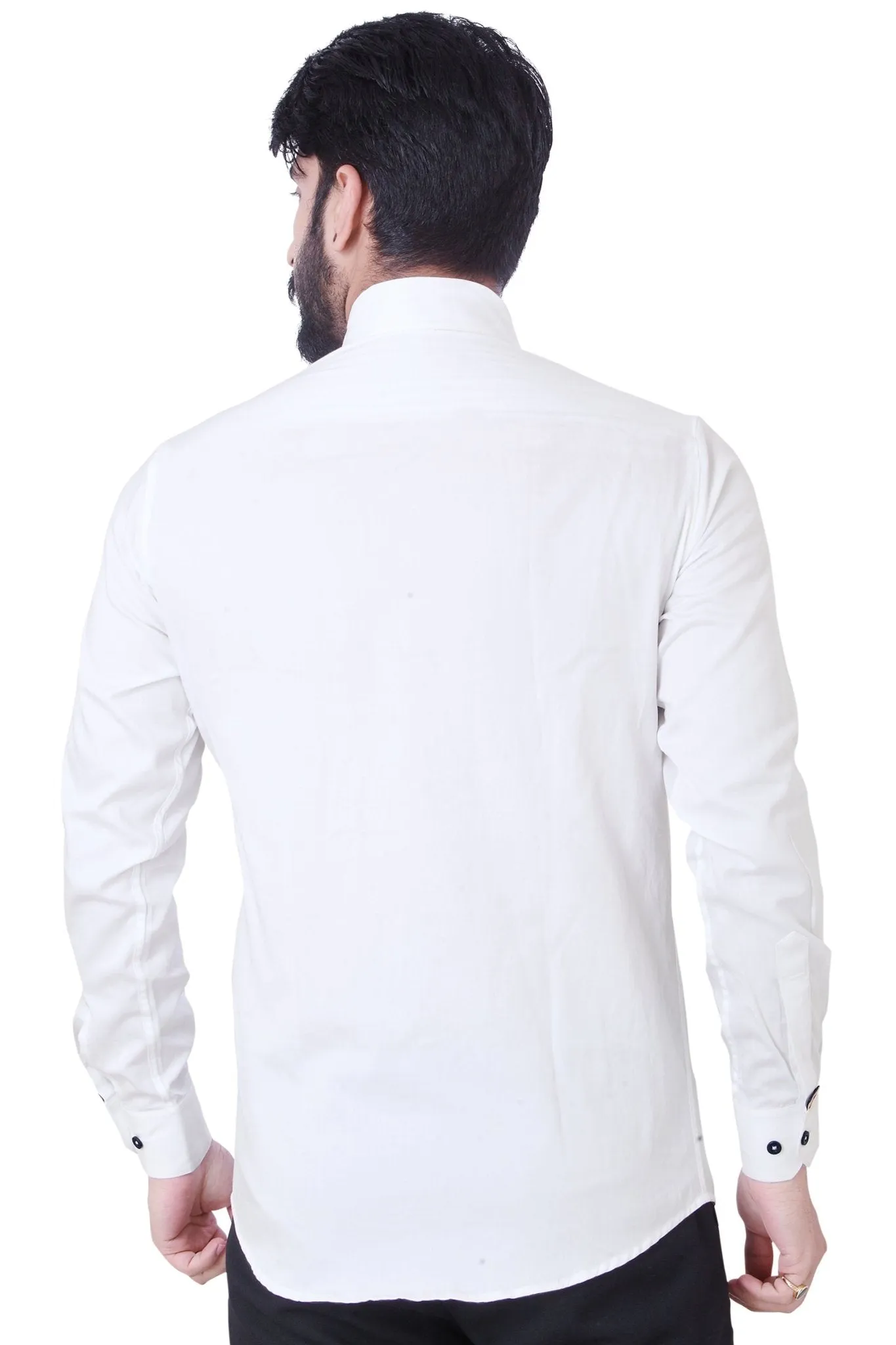 White Blue Patchwork Cotton Shirt