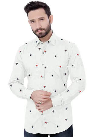 White Floral Cotton Shirt