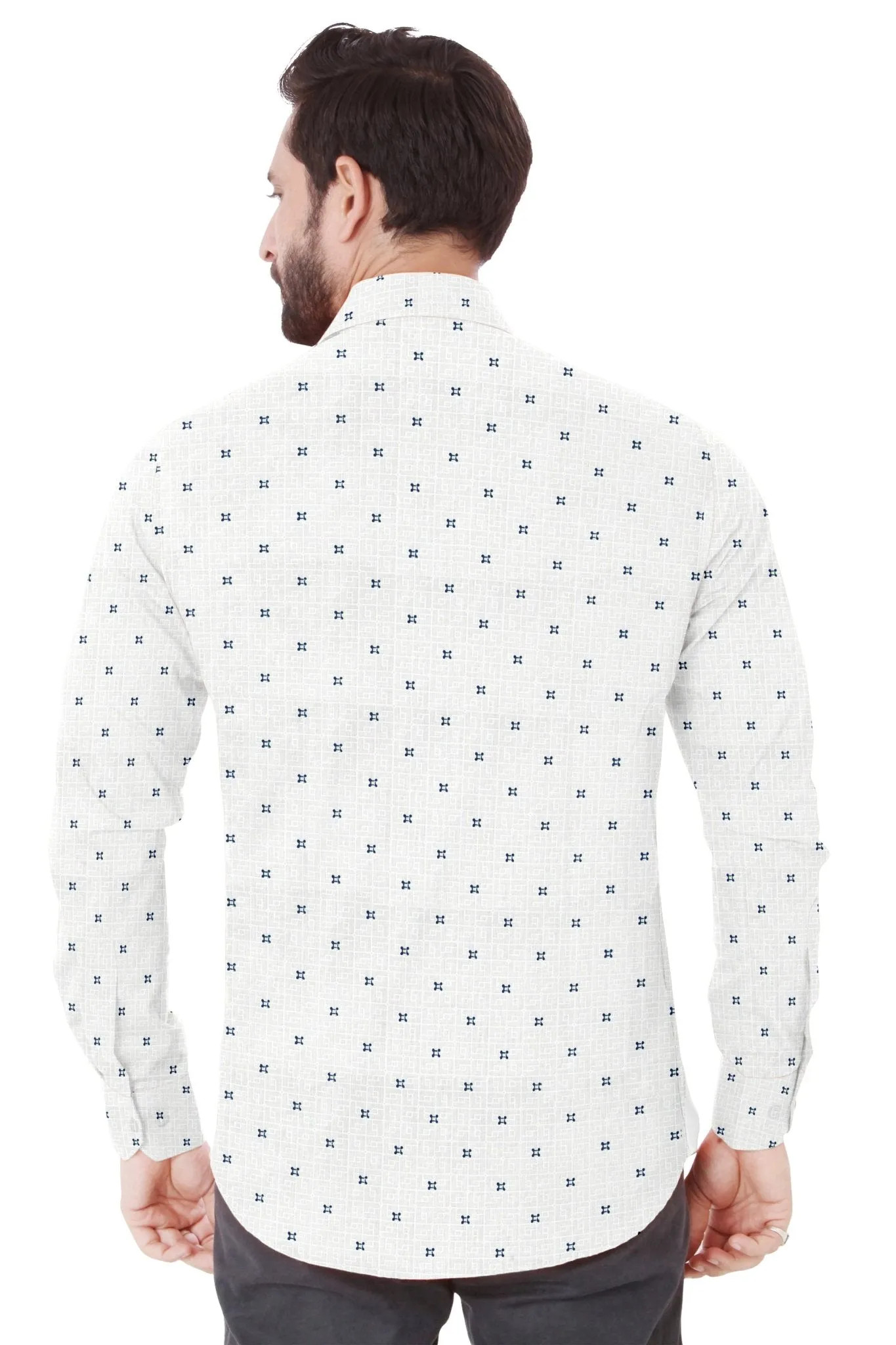 White Printed Casual Cotton Shirt