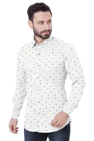 White Printed Cotton Shirt