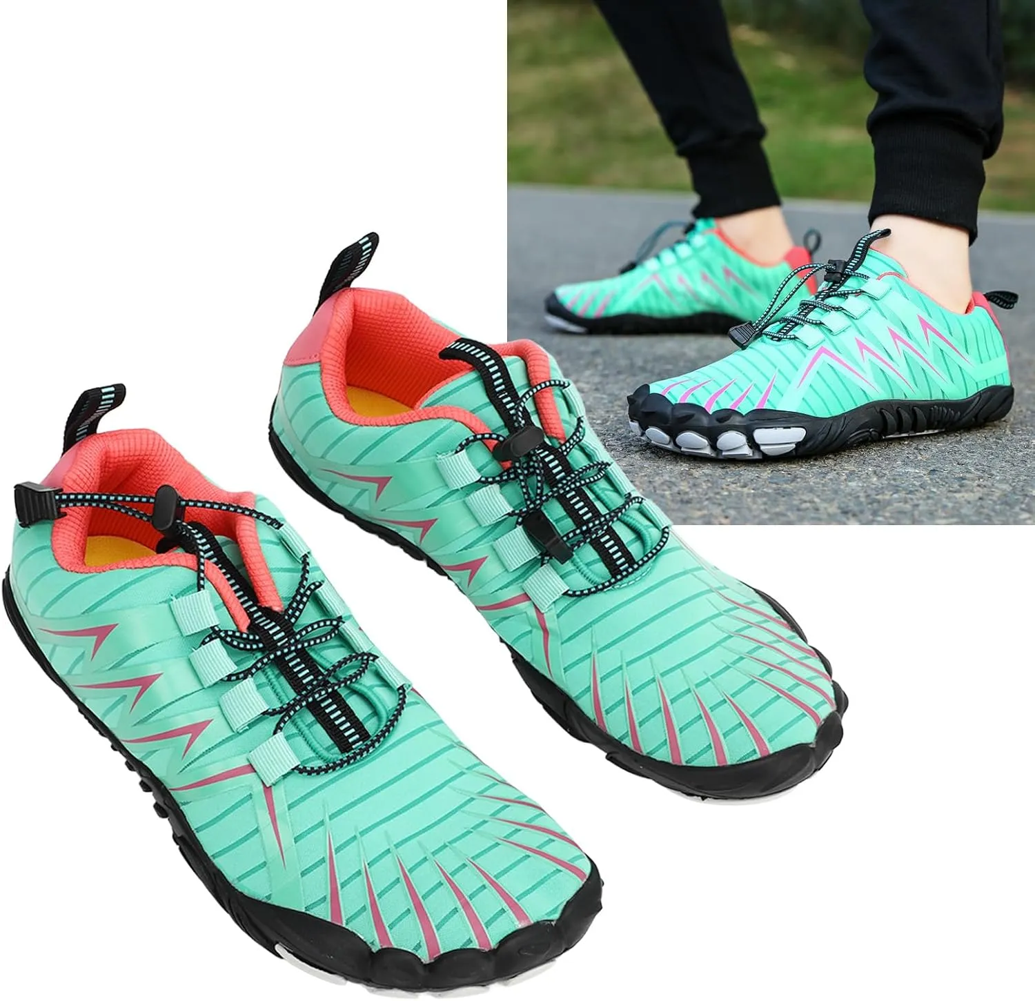Women Climbing Shoes, Prevent Slip Breathable Lightweight Lady Water Shoes for Beach Hiking Driving Women Green