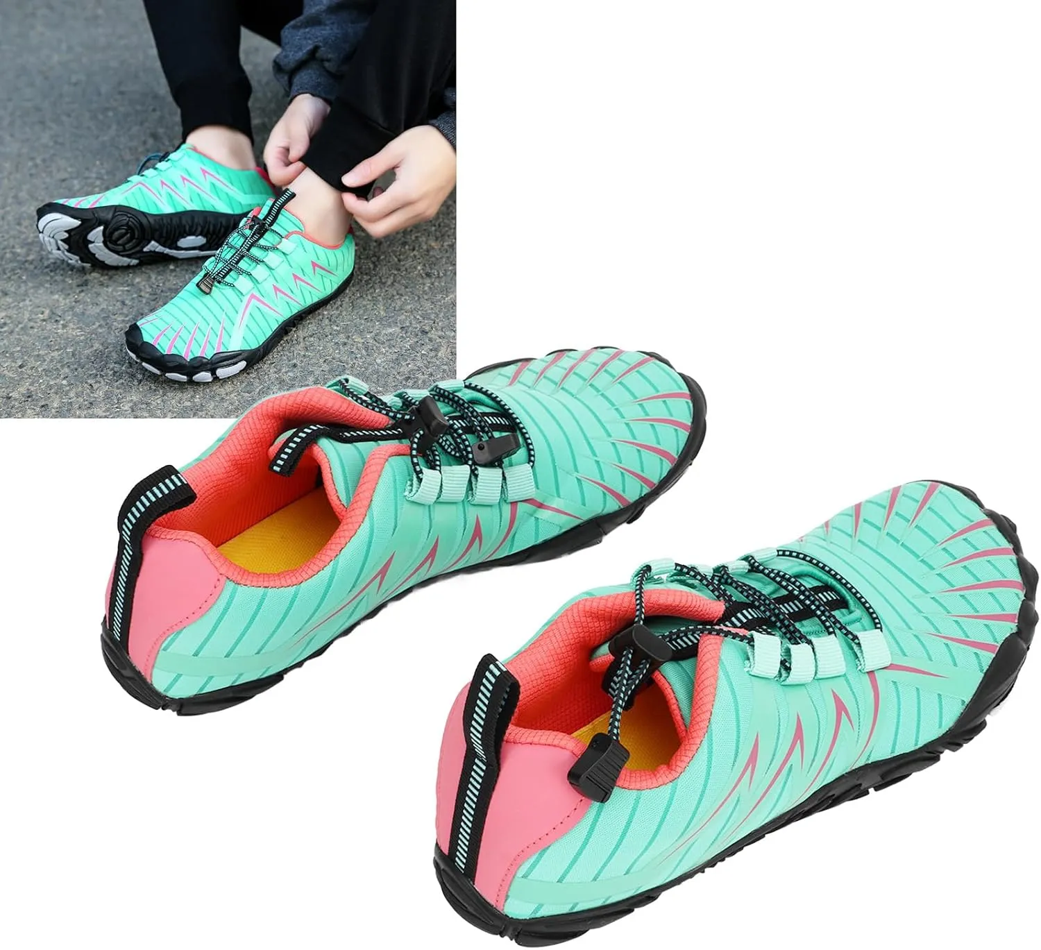 Women Climbing Shoes, Prevent Slip Breathable Lightweight Lady Water Shoes for Beach Hiking Driving Women Green