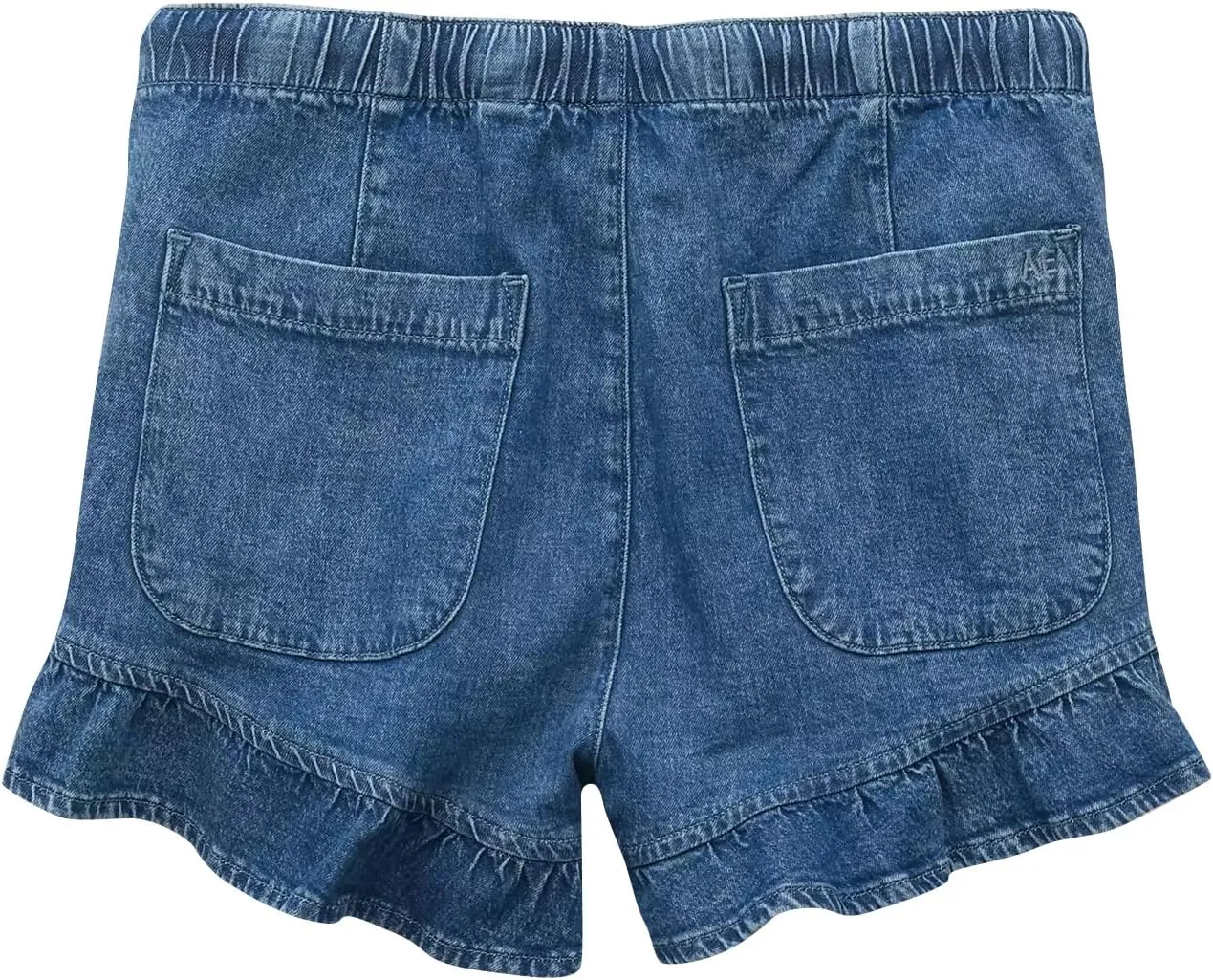 Women Jean Shorts Elastic Waist Drawstring Denim Shorts Summer Casual Stretch Ruffle Short Flowy Pleated Short