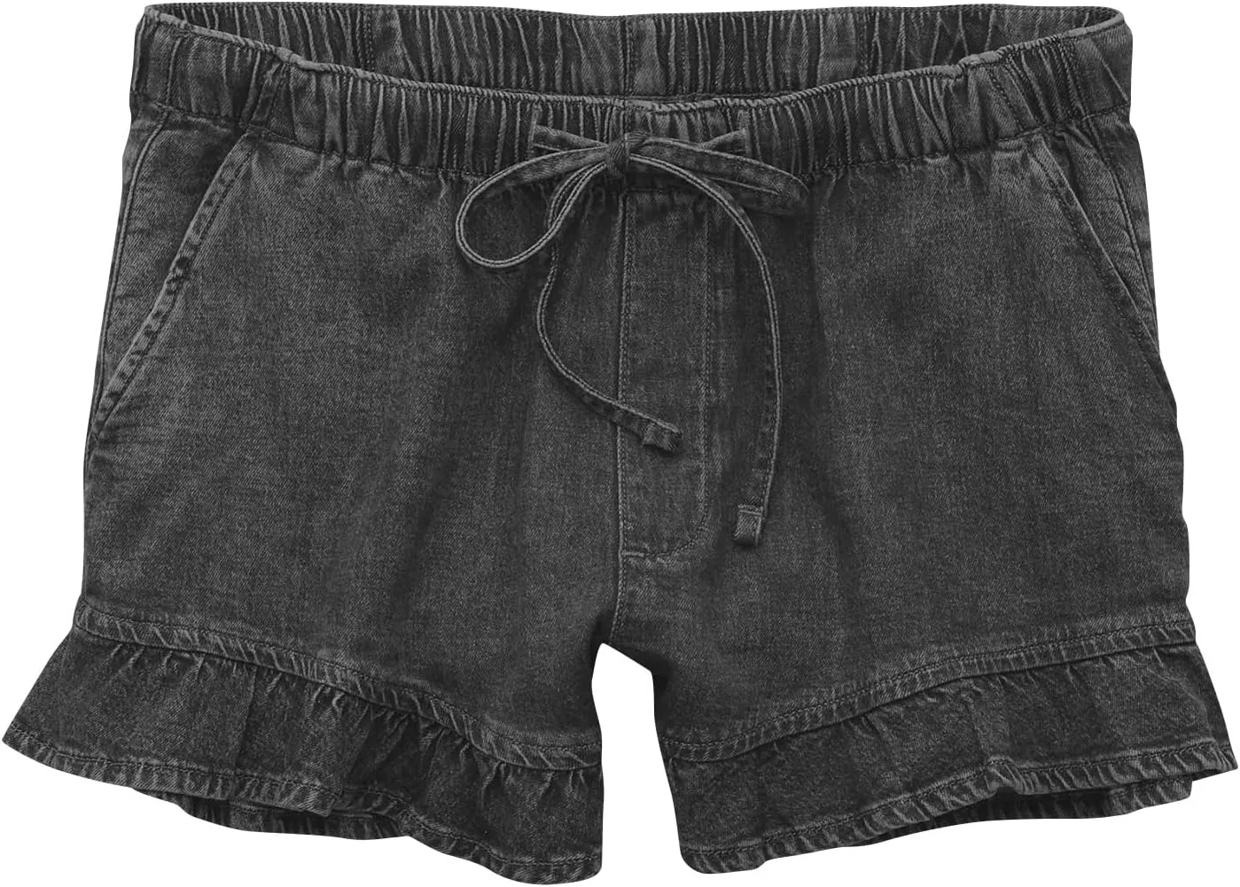 Women Jean Shorts Elastic Waist Drawstring Denim Shorts Summer Casual Stretch Ruffle Short Flowy Pleated Short