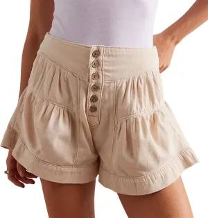 Women's 2025 Denim Shorts Y2k Casual Flowy High Waisted Wide Leg Buttons Pleated Jean Shorts with Pockets