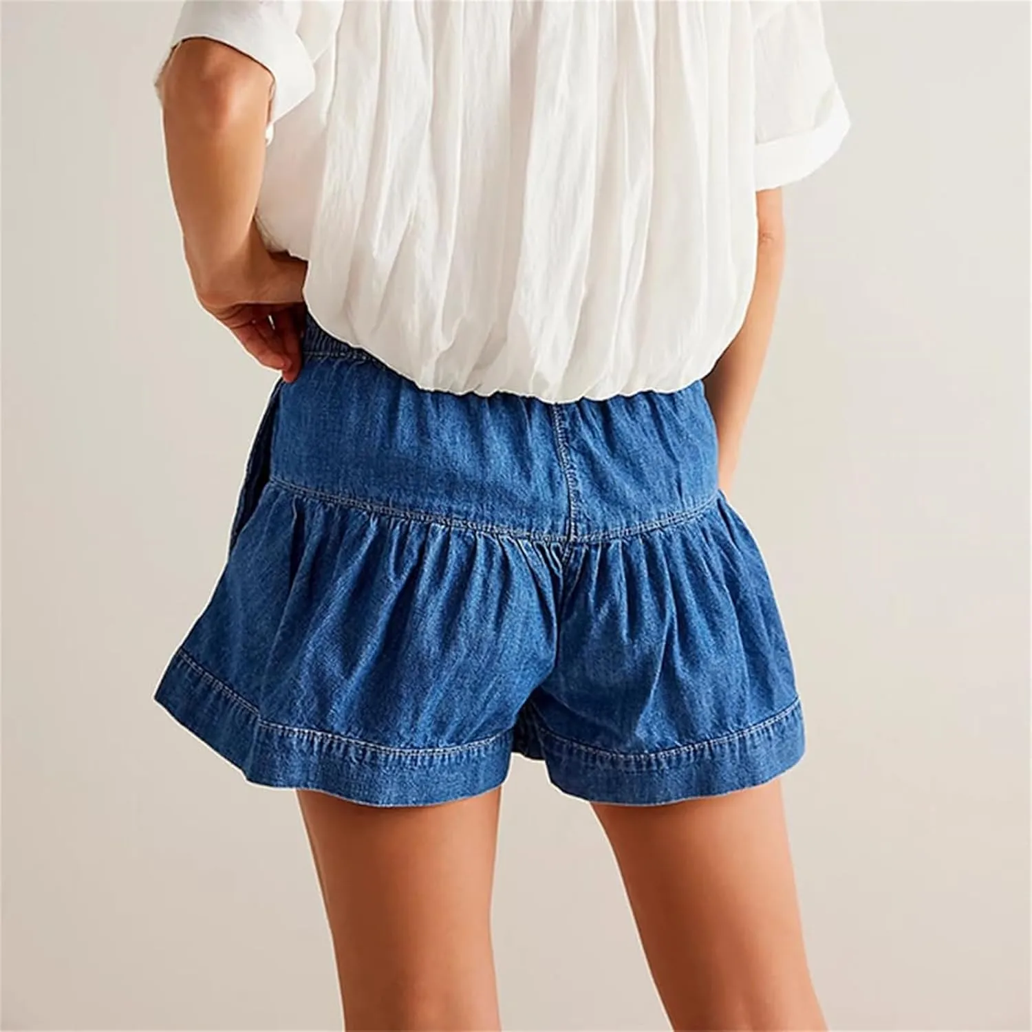 Women's 2025 Denim Shorts Y2k Casual Flowy High Waisted Wide Leg Buttons Pleated Jean Shorts with Pockets