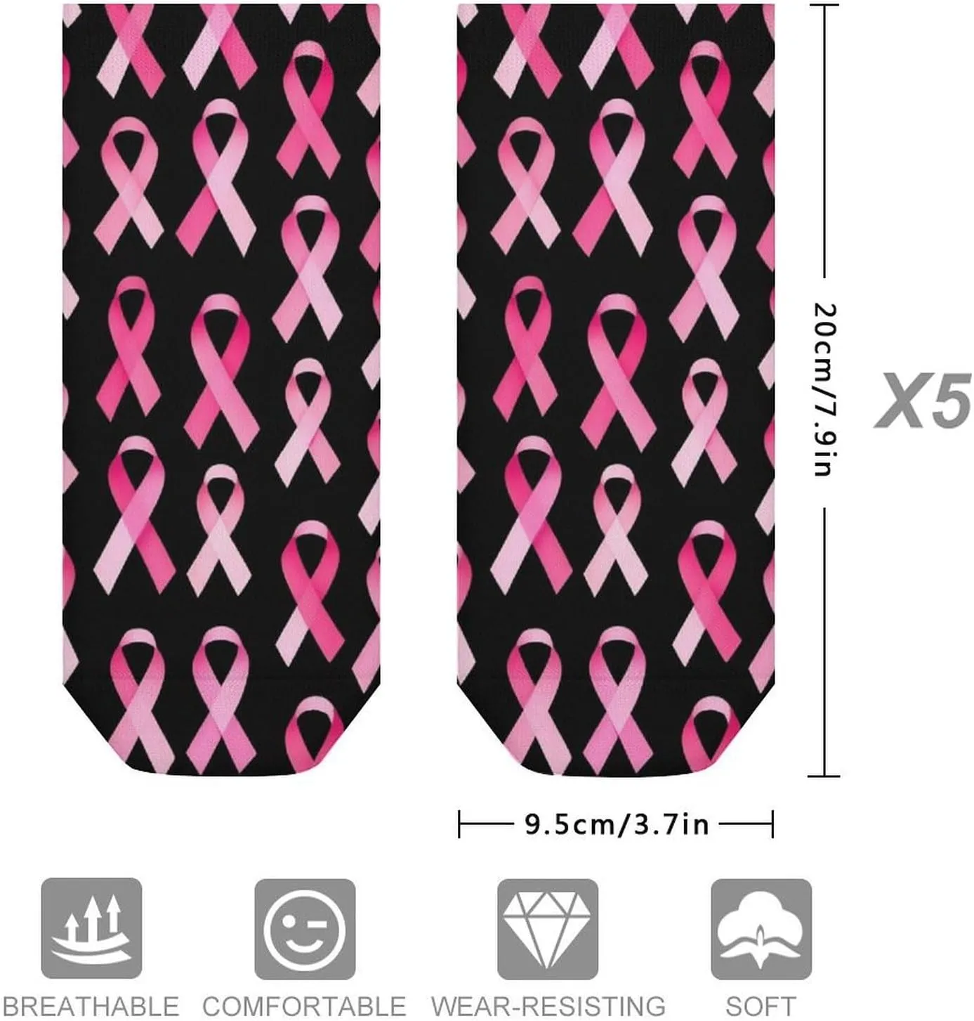 Women's Ankle Crew Sock 5 Pack, Casual Soft Athletic Socks, Breathable Low Cut No Show Socks, 5 Pair