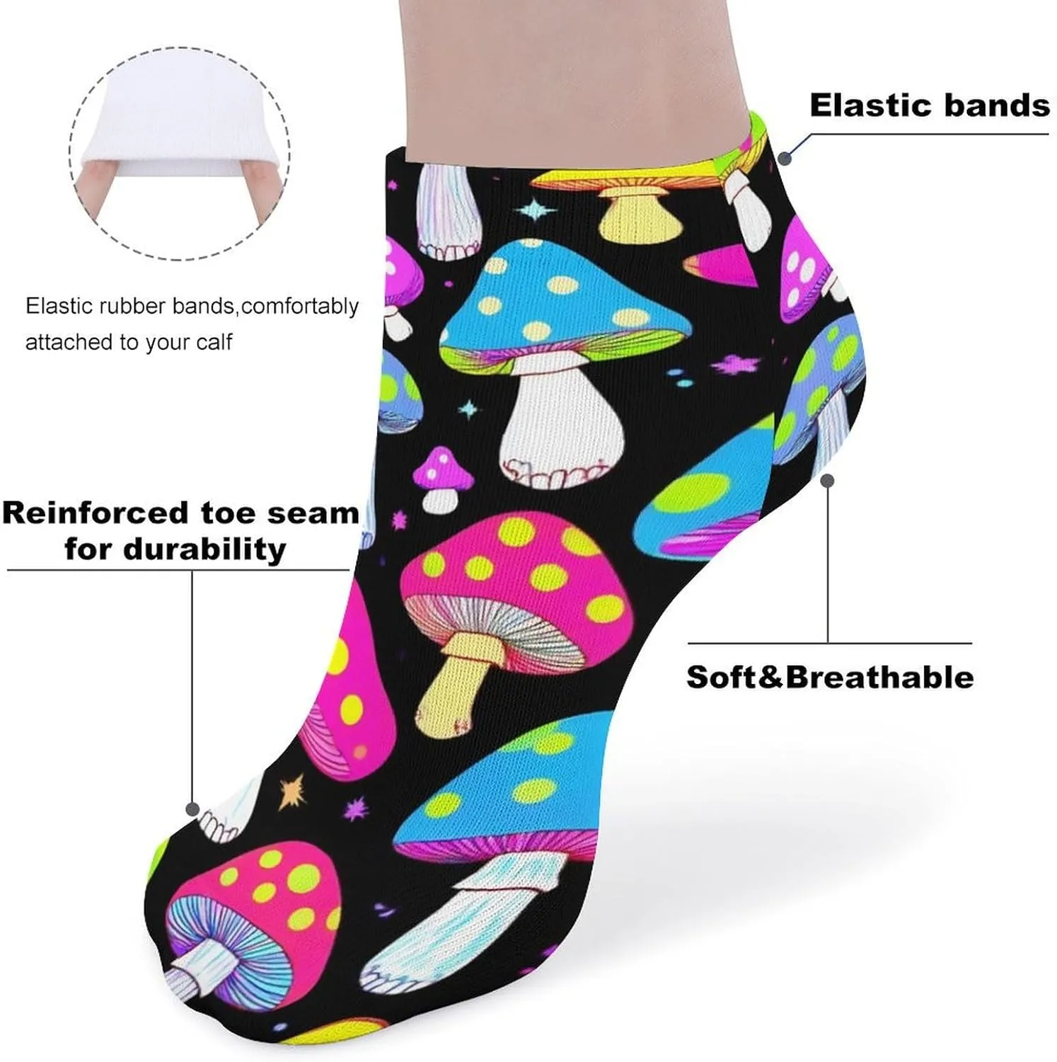 Women's Ankle Sock, 5 Pairs No Show Socks Cute Funny Low Cut Socks Running Crew Sock