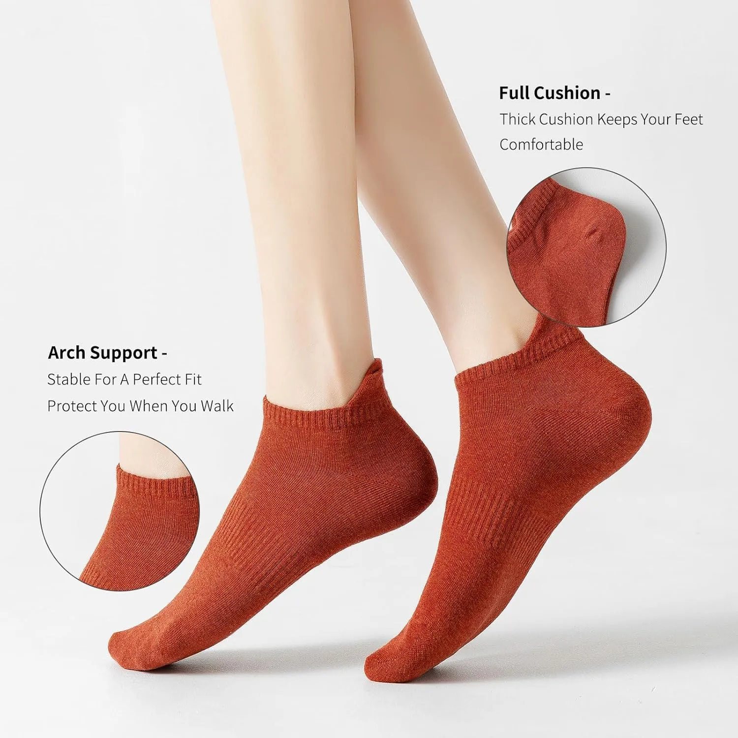Womens Ankle Socks Athletic Running Low Cut Socks With Tab 6 Pairs