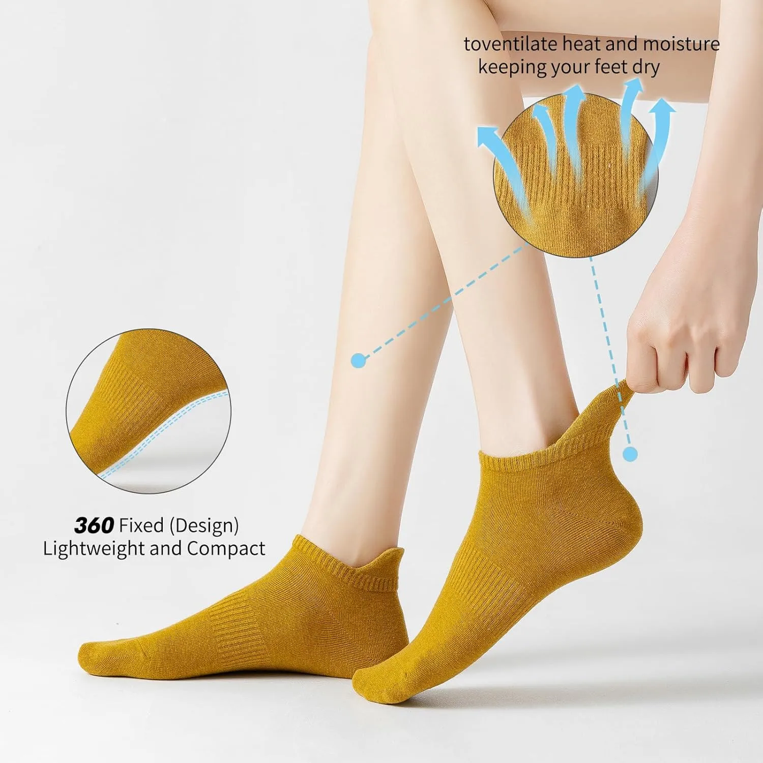 Womens Ankle Socks Athletic Running Low Cut Socks With Tab 6 Pairs