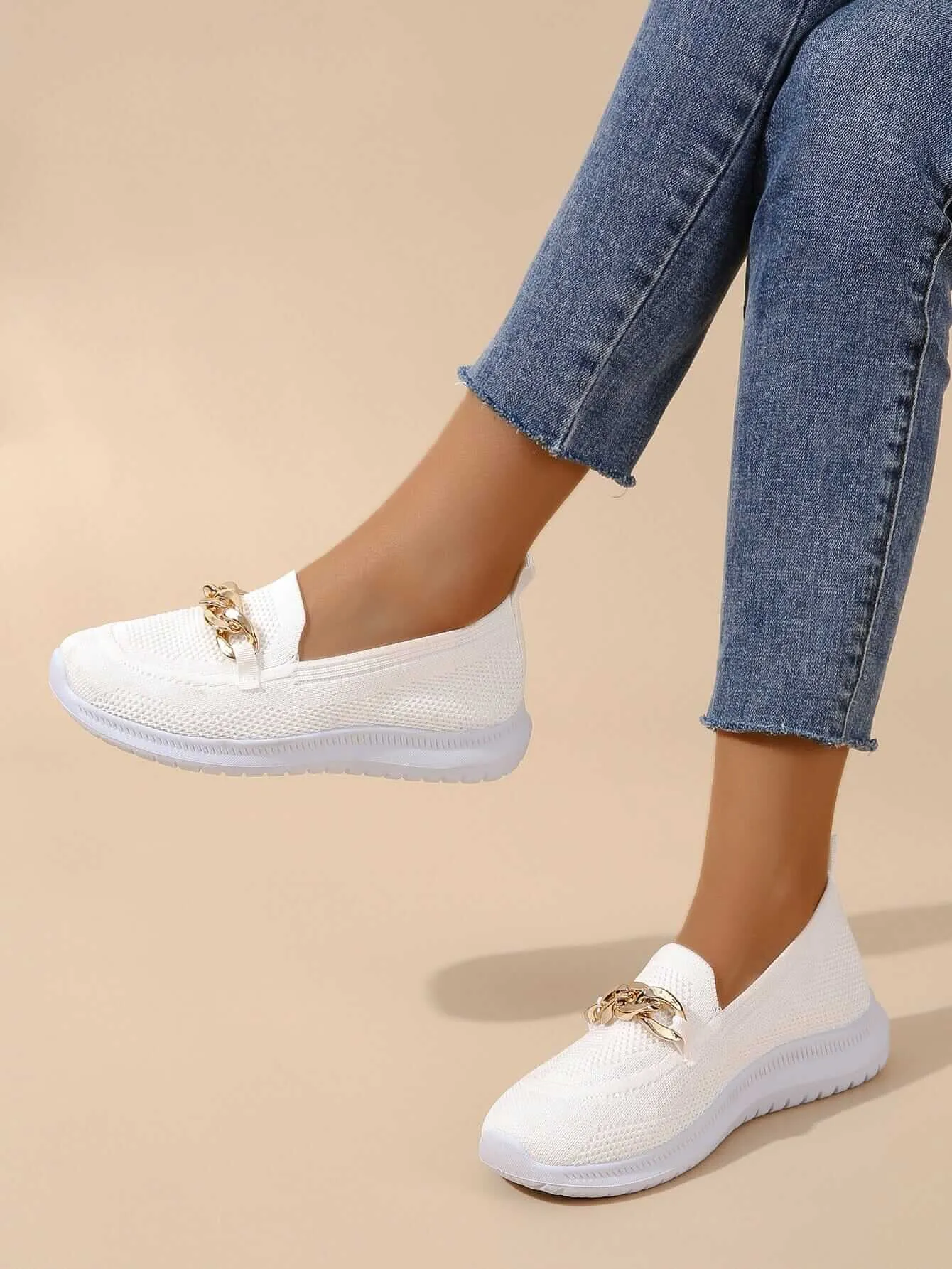 Women's Breathable Chunky Sneakers with Chain Detail