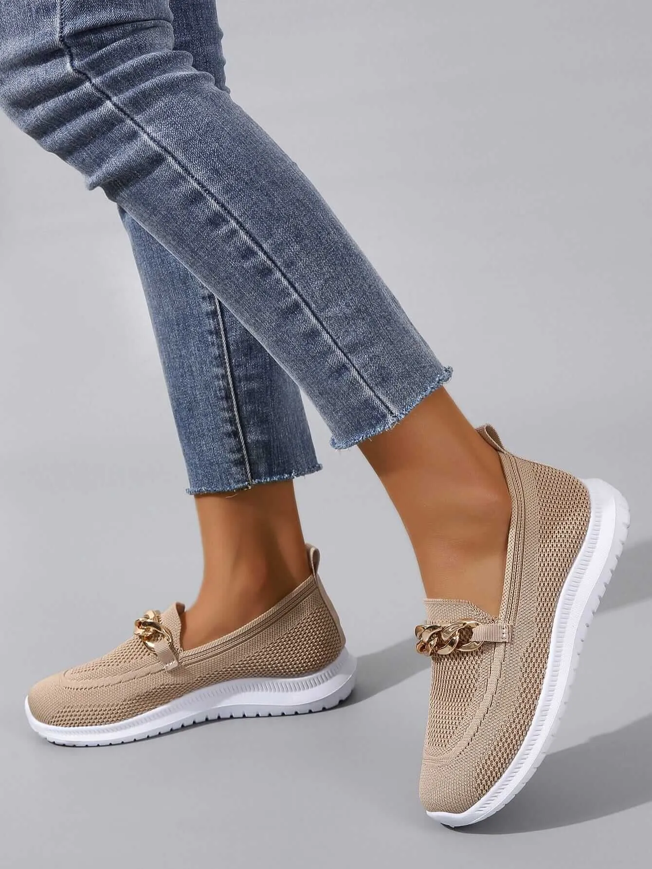 Women's Breathable Chunky Sneakers with Chain Detail