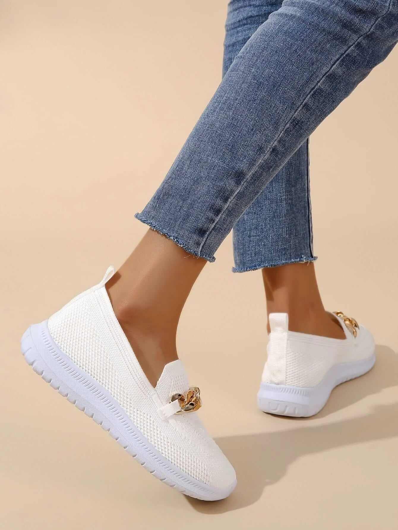 Women's Breathable Chunky Sneakers with Chain Detail