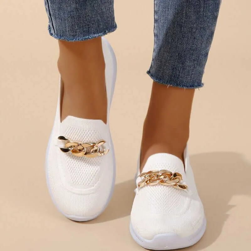 Women's Breathable Chunky Sneakers with Chain Detail
